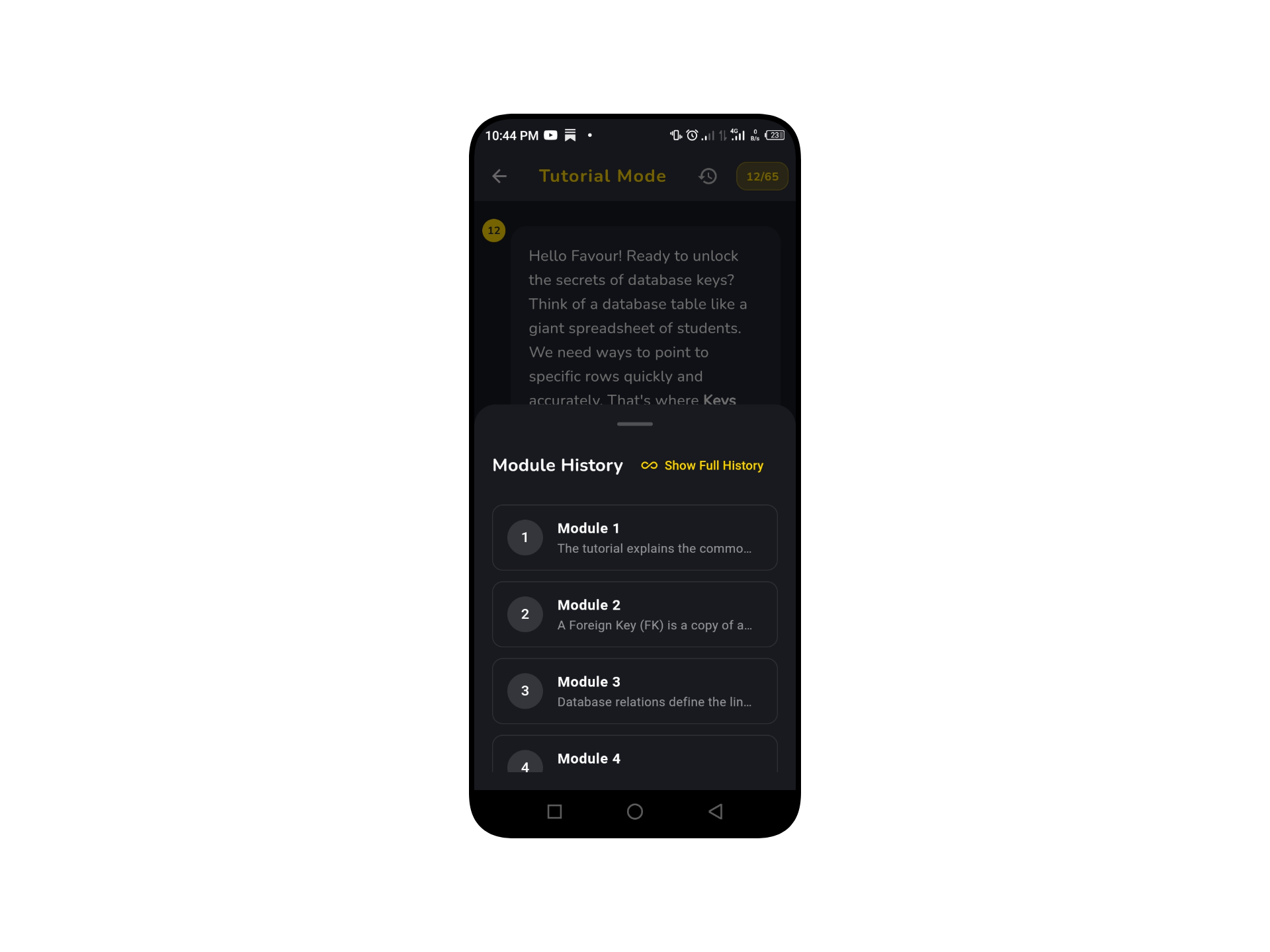 Tutorial mode screenshot